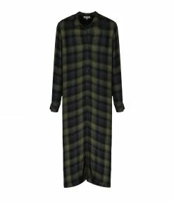BELLA DAHL Robe Rolled Sleeve Duster Jasper Green Plaid