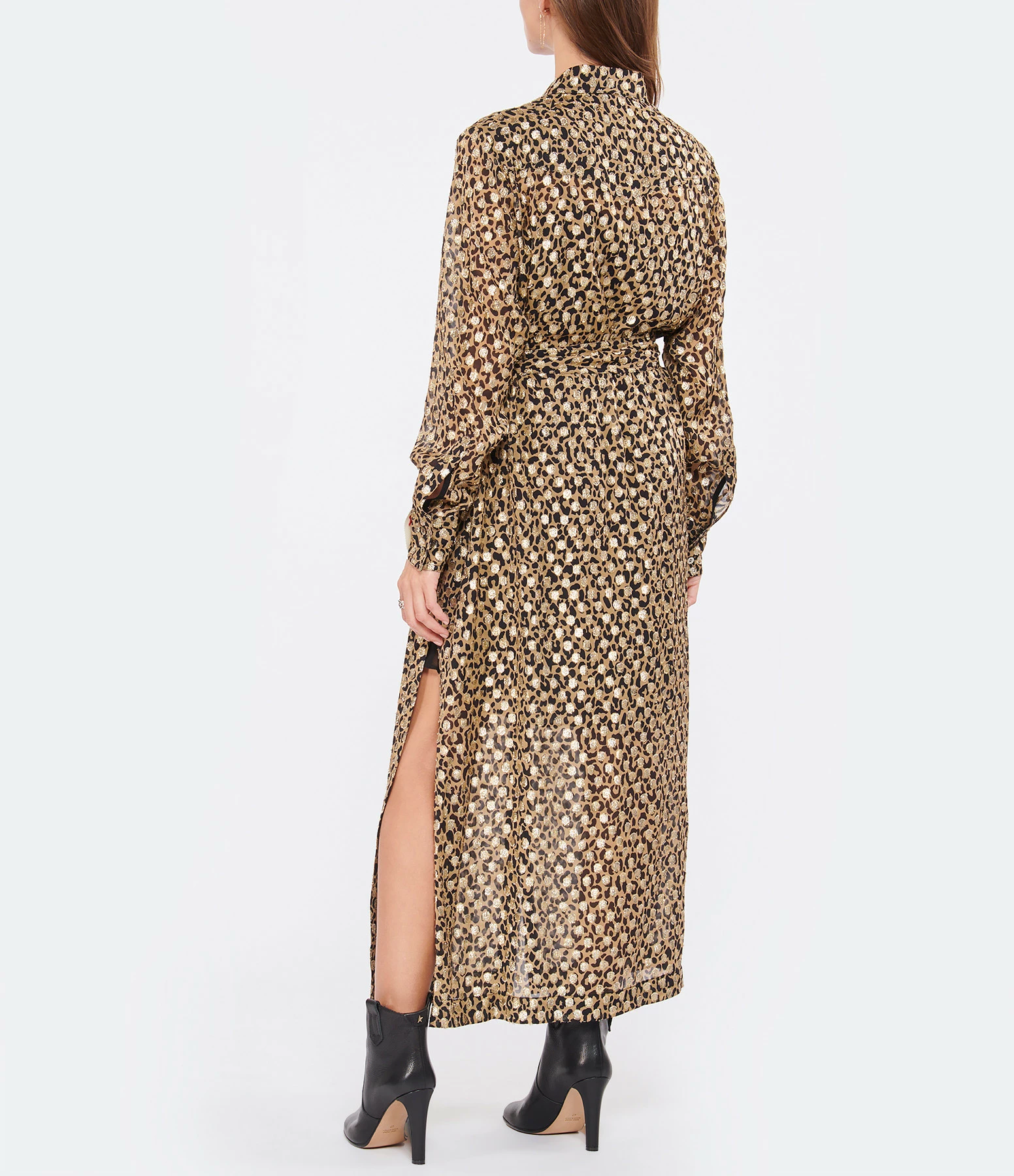 GOLDEN GOOSE Robe Golden Taupe Noir Doré 4 GOLDEN GOOSE Robe Golden Taupe Noir Doré - Image 4