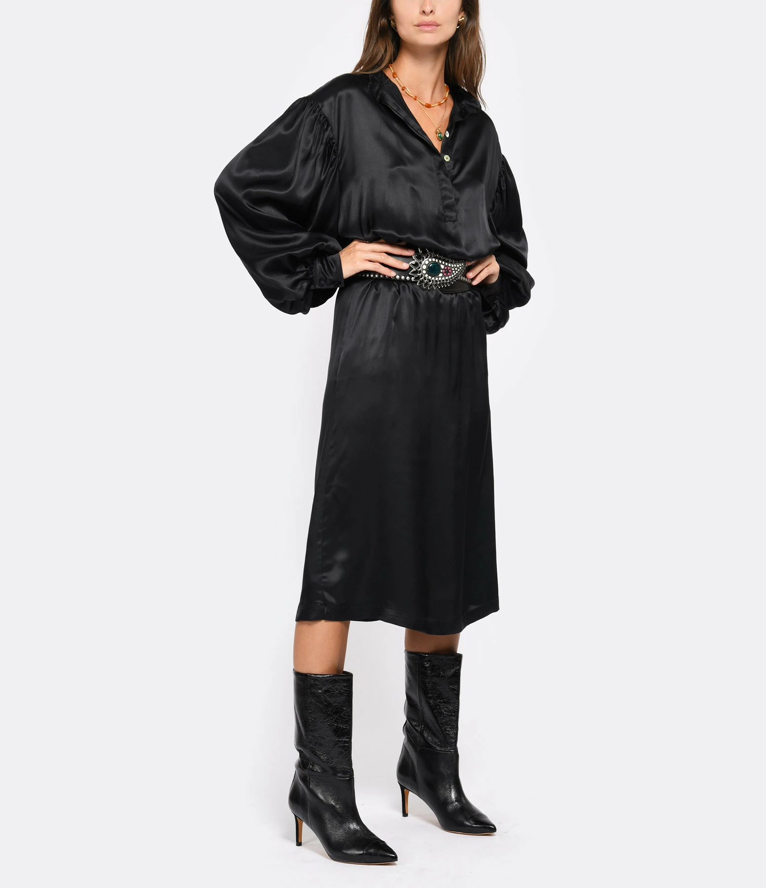 OUD Robe Juliette Soie Noir 3 OUD Robe Juliette Soie Noir - Image 3