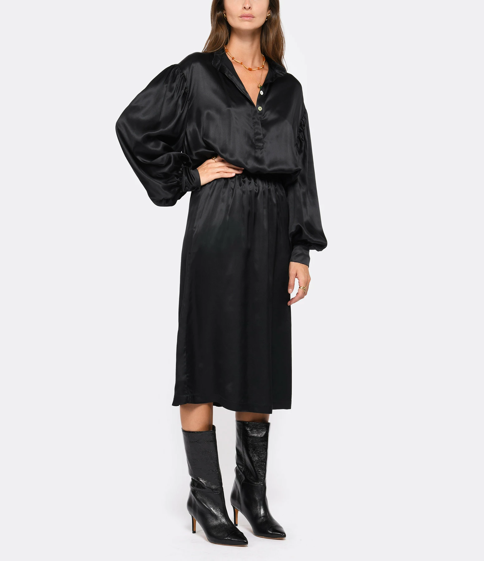 OUD Robe Juliette Soie Noir 4 OUD Robe Juliette Soie Noir - Image 4