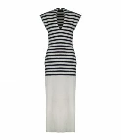 MES DEMOISELLES Robe Laine Maille Juliet Rayures Marine Blanc