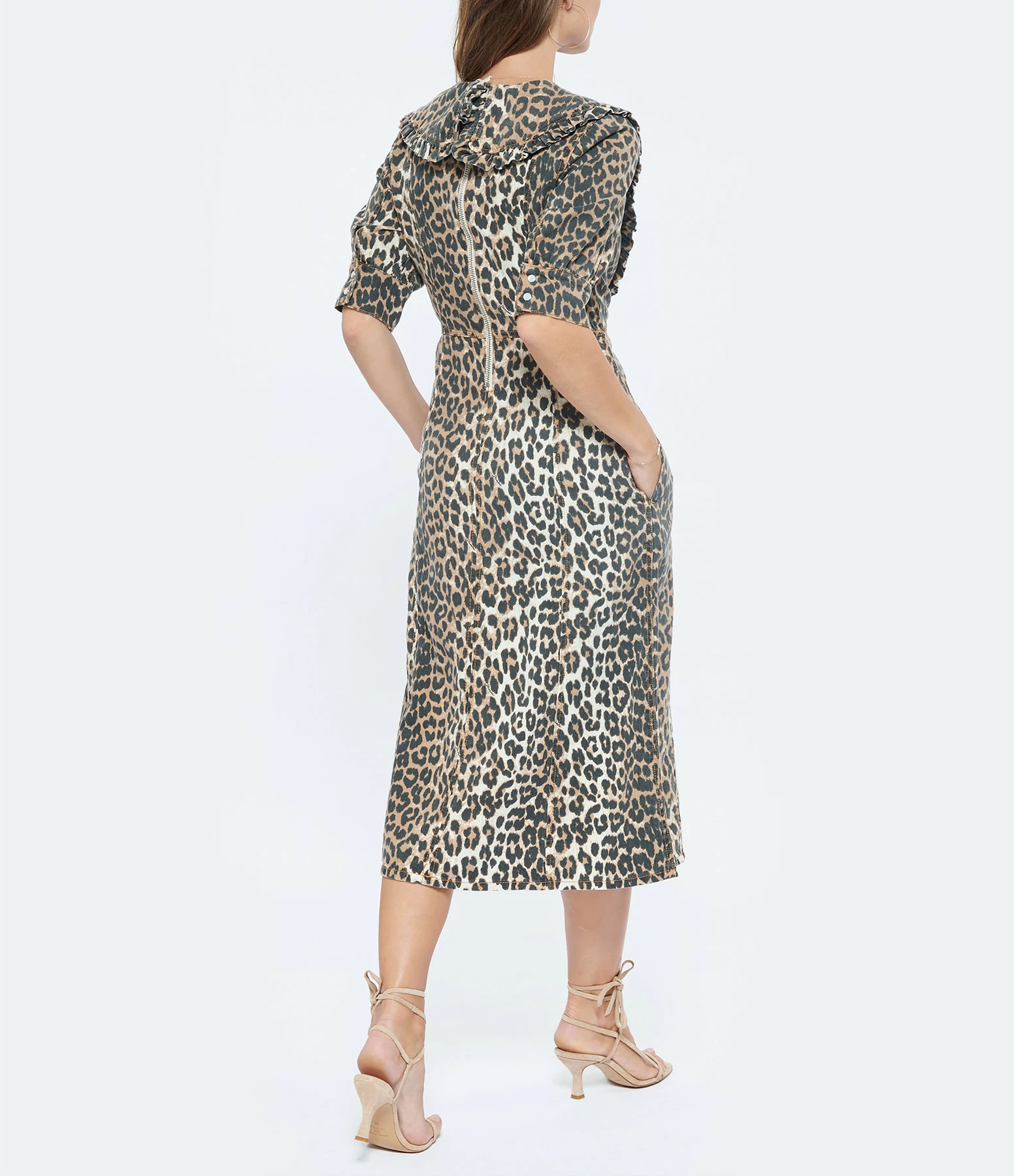 GANNI Robe Denim Léopard 4 GANNI Robe Denim Léopard - Image 4