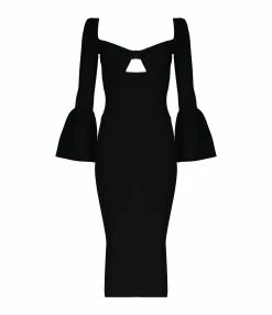 Boutique UGG 5 SELF PORTRAIT Robe Midi Maille Noir