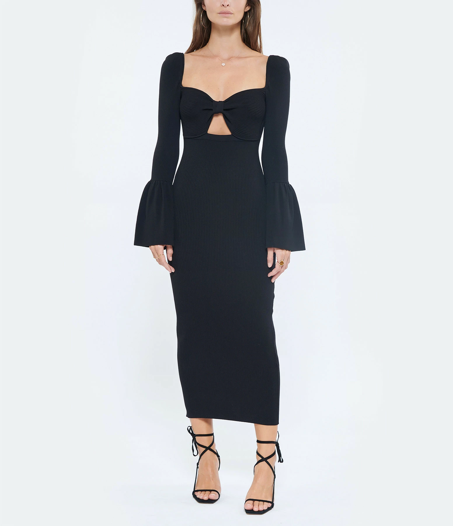 SELF PORTRAIT Robe Midi Maille Noir 3 SELF PORTRAIT Robe Midi Maille Noir - Image 3