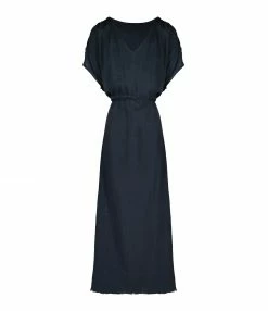 MAISON SAINT JULIEN Robe Alexandrie Longue Coton Midnight Blue