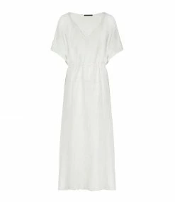 MAISON SAINT JULIEN Robe Alexandrie Longue Coton Blanc