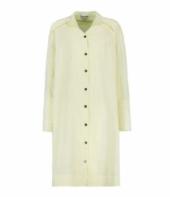 GANNI Robe Chemise Rayures Jaune