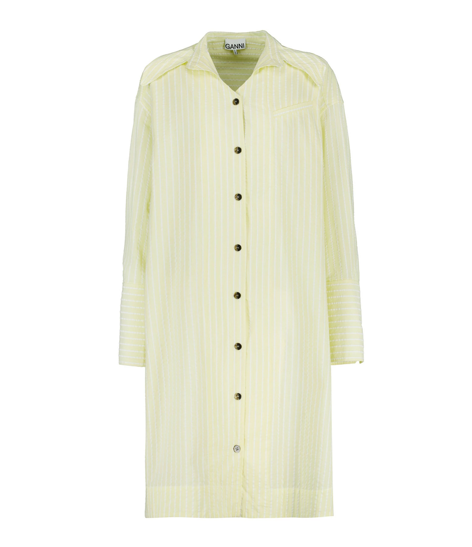 GANNI Robe Chemise Rayures Jaune 1 GANNI Robe Chemise Rayures Jaune