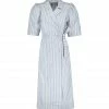 GANNI Robe Coton Rayures Bleu
