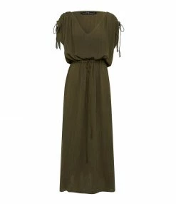 MAISON SAINT JULIEN Robe Alexandrie Longue Coton Kaki