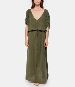 Alternative view of MAISON SAINT JULIEN Robe Alexandrie Longue Coton Kaki