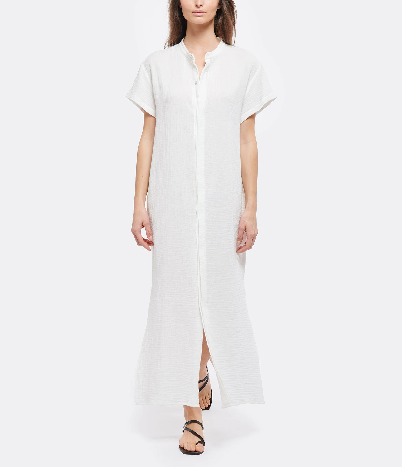 JEANNE VOULAND Robe Chemise Halen Gaze Coton Blanc 3 JEANNE VOULAND Robe Chemise Halen Gaze Coton Blanc - Image 3