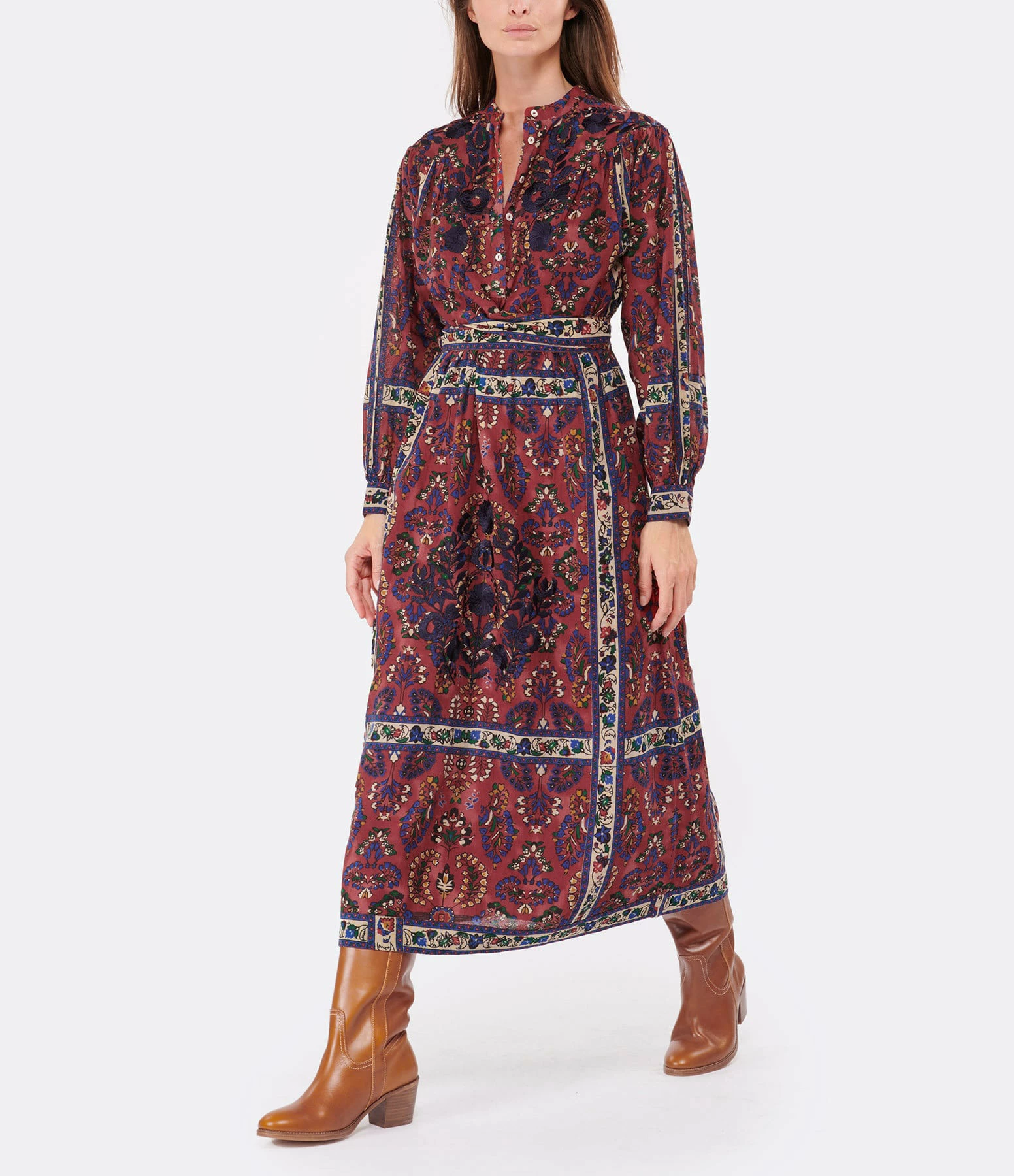 ANTIK BATIK Robe Longue Tamir Coton Rouge 2 ANTIK BATIK Robe Longue Tamir Coton Rouge - Image 2