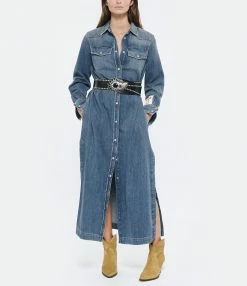 GOLDEN GOOSE Robe Chemise Golden Denim Bleu 11 GOLDEN GOOSE Robe Chemise Golden Denim Bleu -Boutique UGG unnamed file 3171