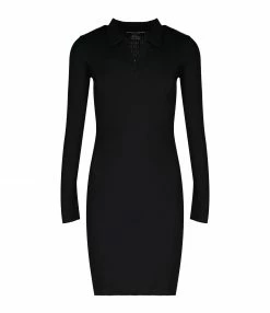 MAJESTIC FILATURES Robe Col Polo Coton Noir