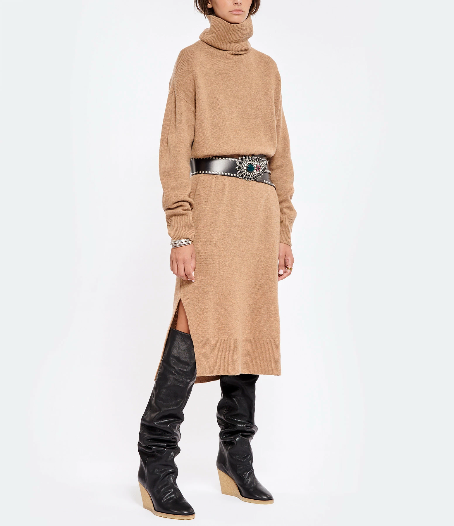 VANESSA BRUNO Robe Verna Laine Mérinos Camel 3 VANESSA BRUNO Robe Verna Laine Mérinos Camel - Image 3