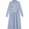 MIRA MIKATI Robe Coton Rayures Bleu