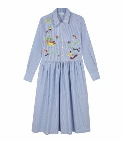 MIRA MIKATI Robe Coton Rayures Bleu