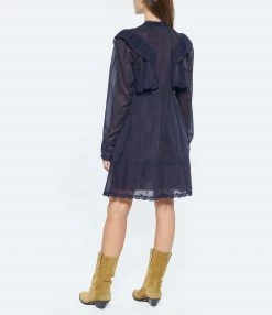 ISABEL MARANT ÉTOILE Robe Limpeza Dentelle Coton Bleu Nuit -Boutique UGG unnamed file 3312