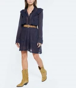 ISABEL MARANT ÉTOILE Robe Limpeza Dentelle Coton Bleu Nuit -Boutique UGG unnamed file 3313