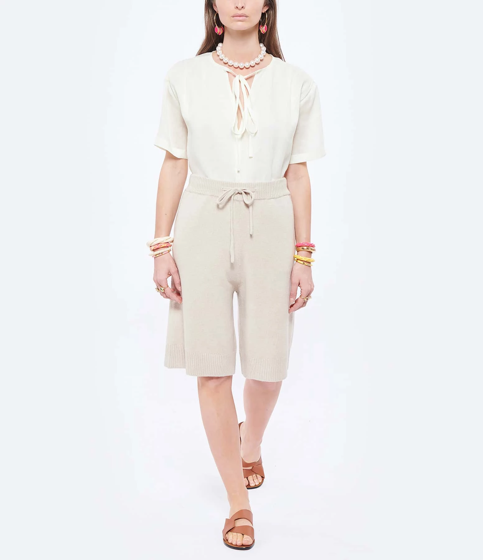 JOSEPH Bermuda Soie Coton Beige 3 JOSEPH Bermuda Soie Coton Beige - Image 3