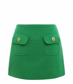 ZIMMERMANN Jupe Mini Laine Poches Vivid Green