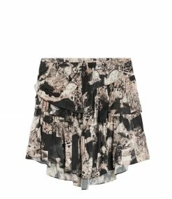 IRO Jupe Nila Imprimé Noir Beige