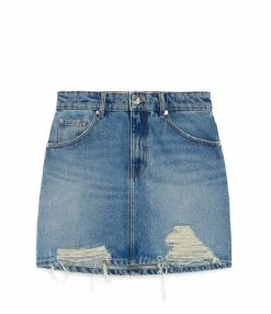 IRO Jupe Martalia Coton Bleu Vintage