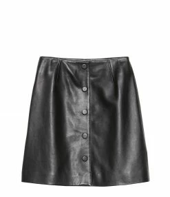 MAISON STANDARDS Jupe Boutonnée Emilia Cuir Noir