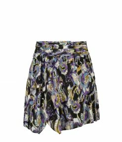 IRO Jupe Domien Soie Noir Violet