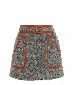 ZIMMERMANN Jupe Mini Laine Noir Crème