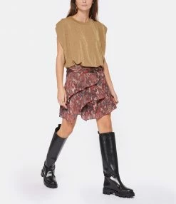 IRO Jupe Zully Soie Imprimé Rouge -Boutique UGG unnamed file 3557