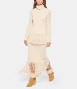 ZIMMERMANN Jupe Midi Franges Cachemire Laine Ivoire -Boutique UGG unnamed file 3665