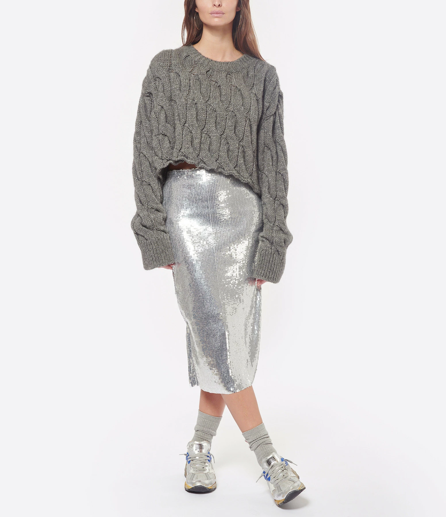 AMI PARIS Jupe Crayon Sequins Argenté 6 AMI PARIS Jupe Crayon Sequins Argenté - Image 6