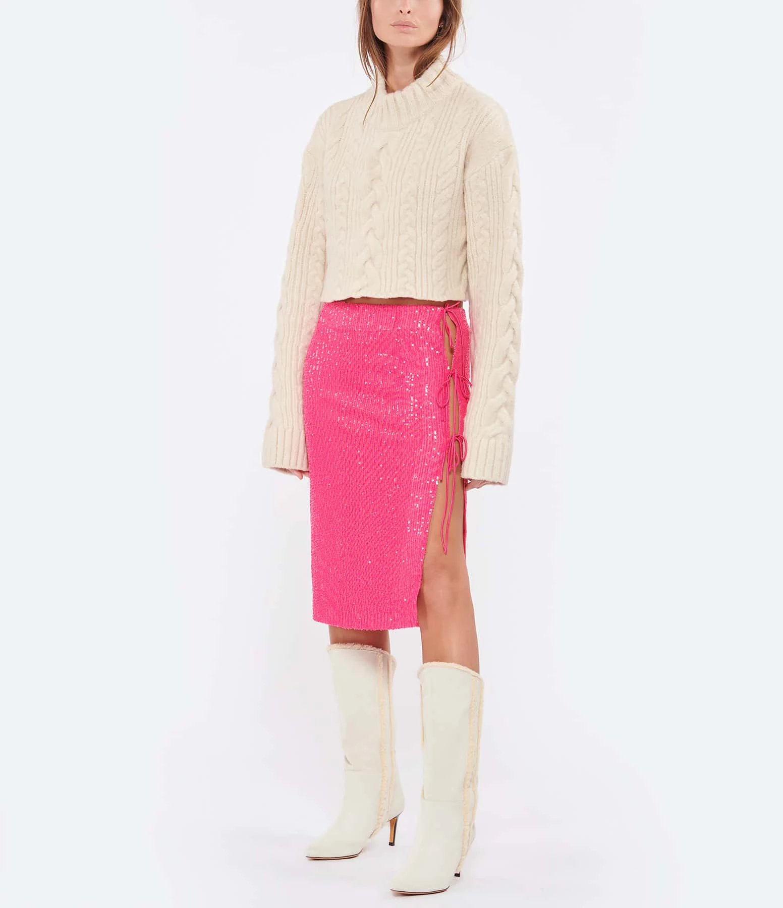 ROTATE Jupe Sequins Rose 2 ROTATE Jupe Sequins Rose - Image 2