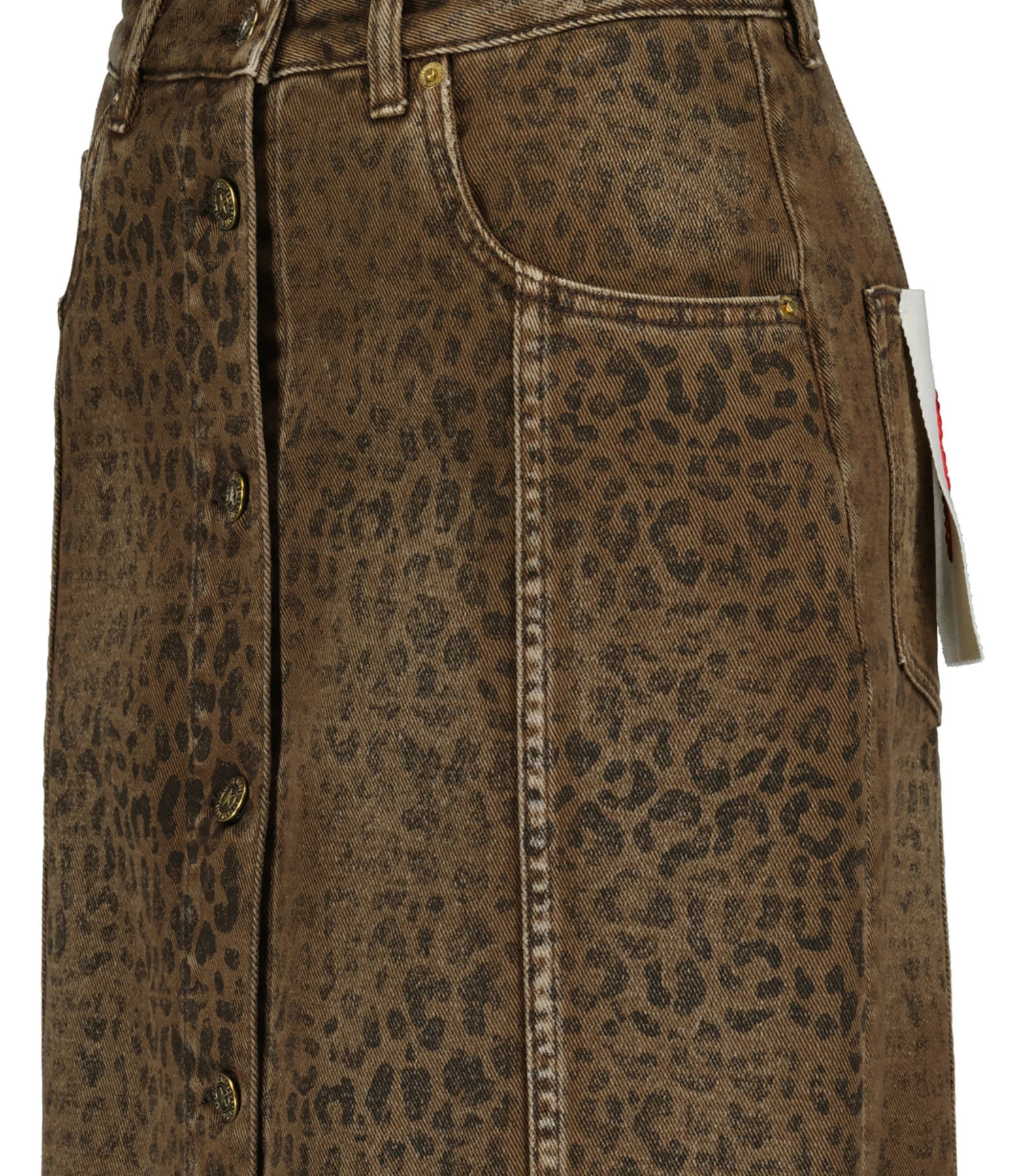 GOLDEN GOOSE Jupe Crayon Golden Coton Denim Léopard Noir 2 GOLDEN GOOSE Jupe Crayon Golden Coton Denim Léopard Noir - Image 2