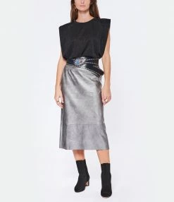 MAEVY MOUVEMENT LIBRE Jupe Cuir Vegan Argenté -Boutique UGG unnamed file 3740