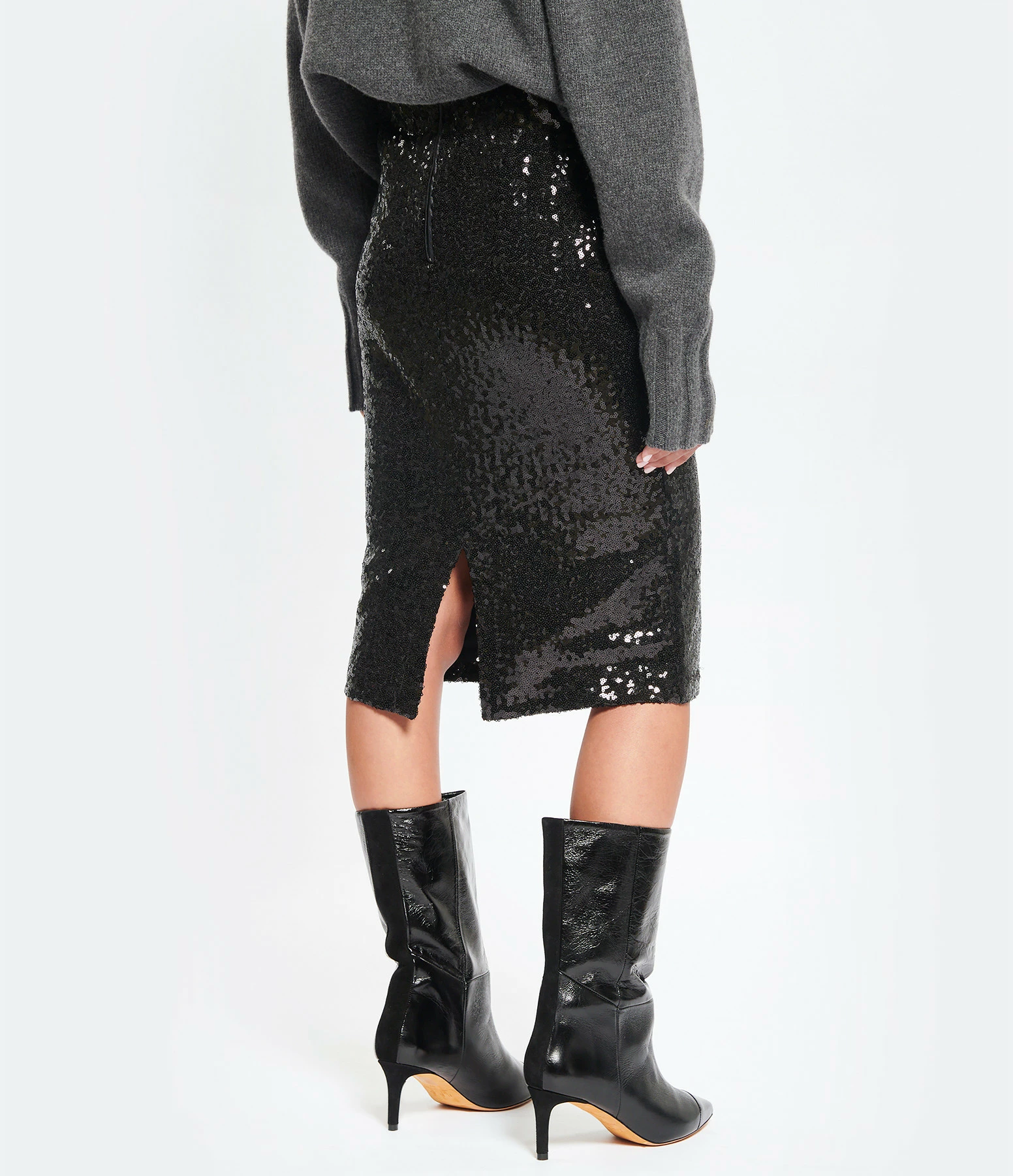 JEANNE VOULAND Jupe Gila Midi Sequin Noir 5 JEANNE VOULAND Jupe Gila Midi Sequin Noir - Image 5