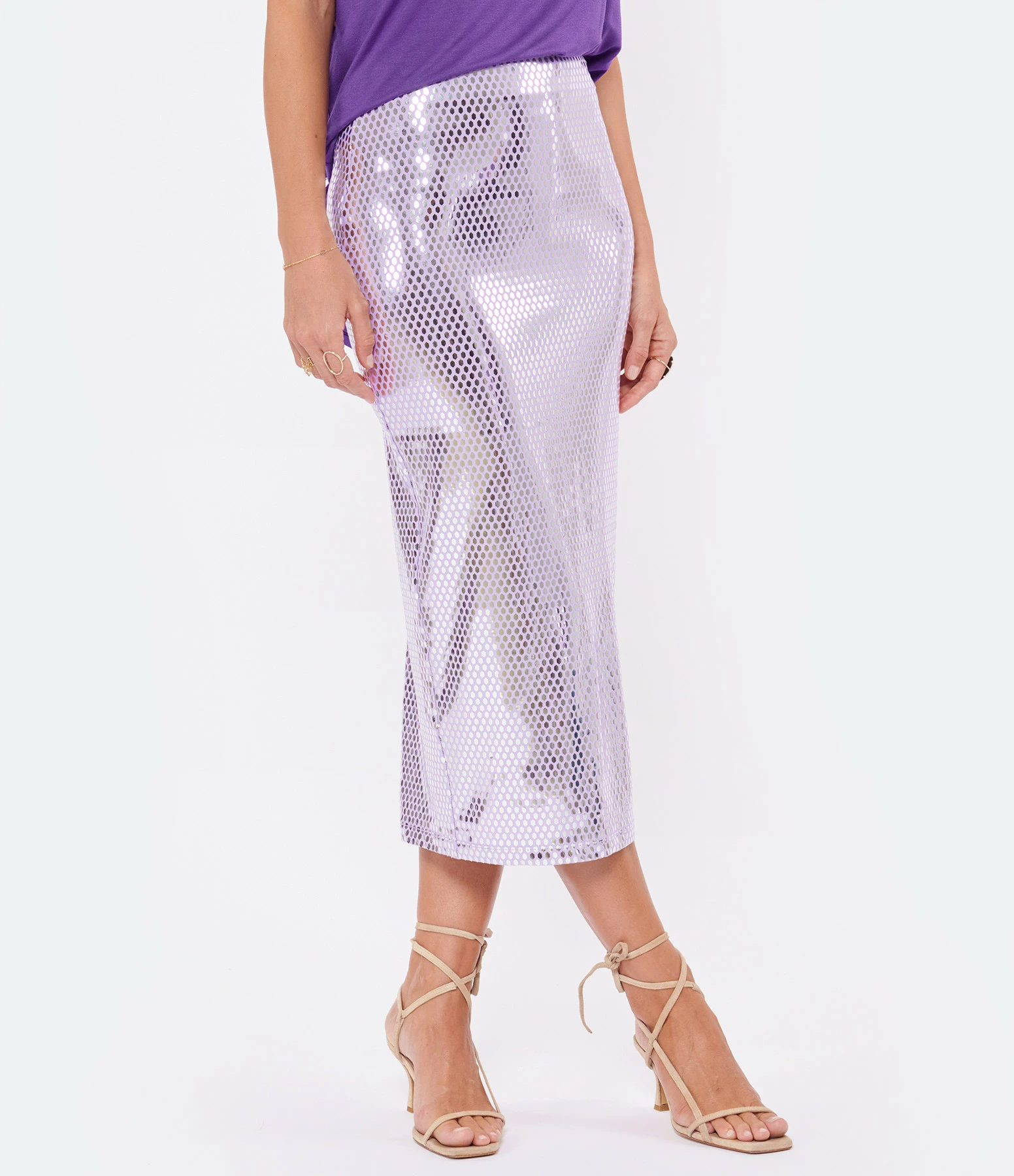 ROTATE Jupe Hermony Sequins Lavande 3 ROTATE Jupe Hermony Sequins Lavande - Image 3