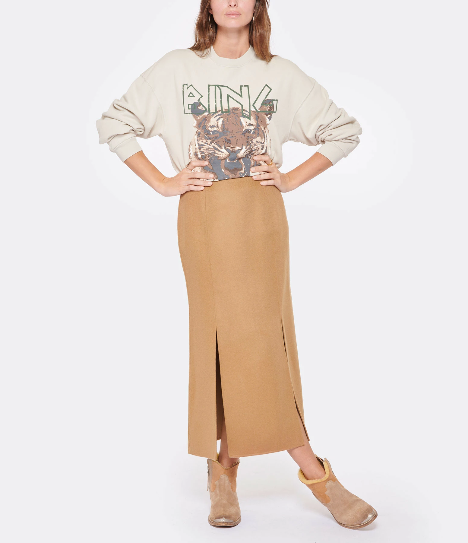 ANINE BING Jupe Lyn Laine Camel 3 ANINE BING Jupe Lyn Laine Camel - Image 3