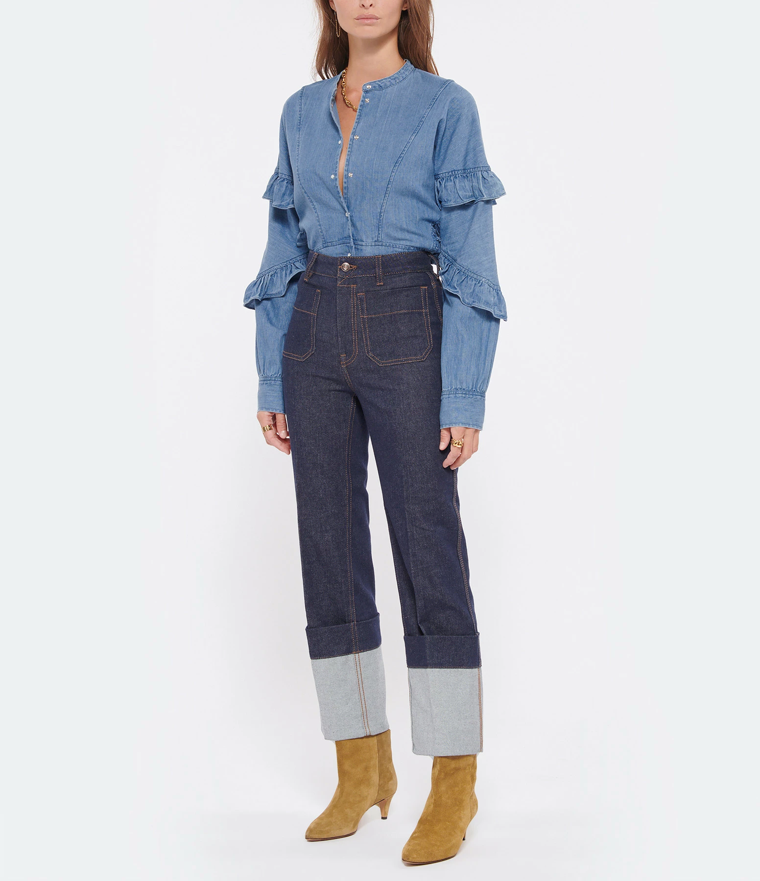 ZIMMERMANN Jean Revers Coton Bleu Ink 2 ZIMMERMANN Jean Revers Coton Bleu Ink - Image 2