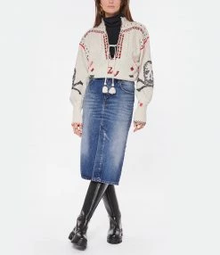 AMI PARIS Jupe Crayon Coton Denim Bleu Usé 7 AMI PARIS Jupe Crayon Coton Denim Bleu Usé -Boutique UGG unnamed file 3799