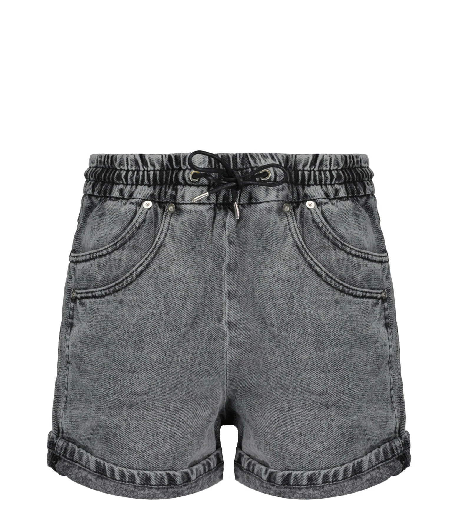 IRO Short Rivana Coton Noir Gris Délavé 1 IRO Short Rivana Coton Noir Gris Délavé