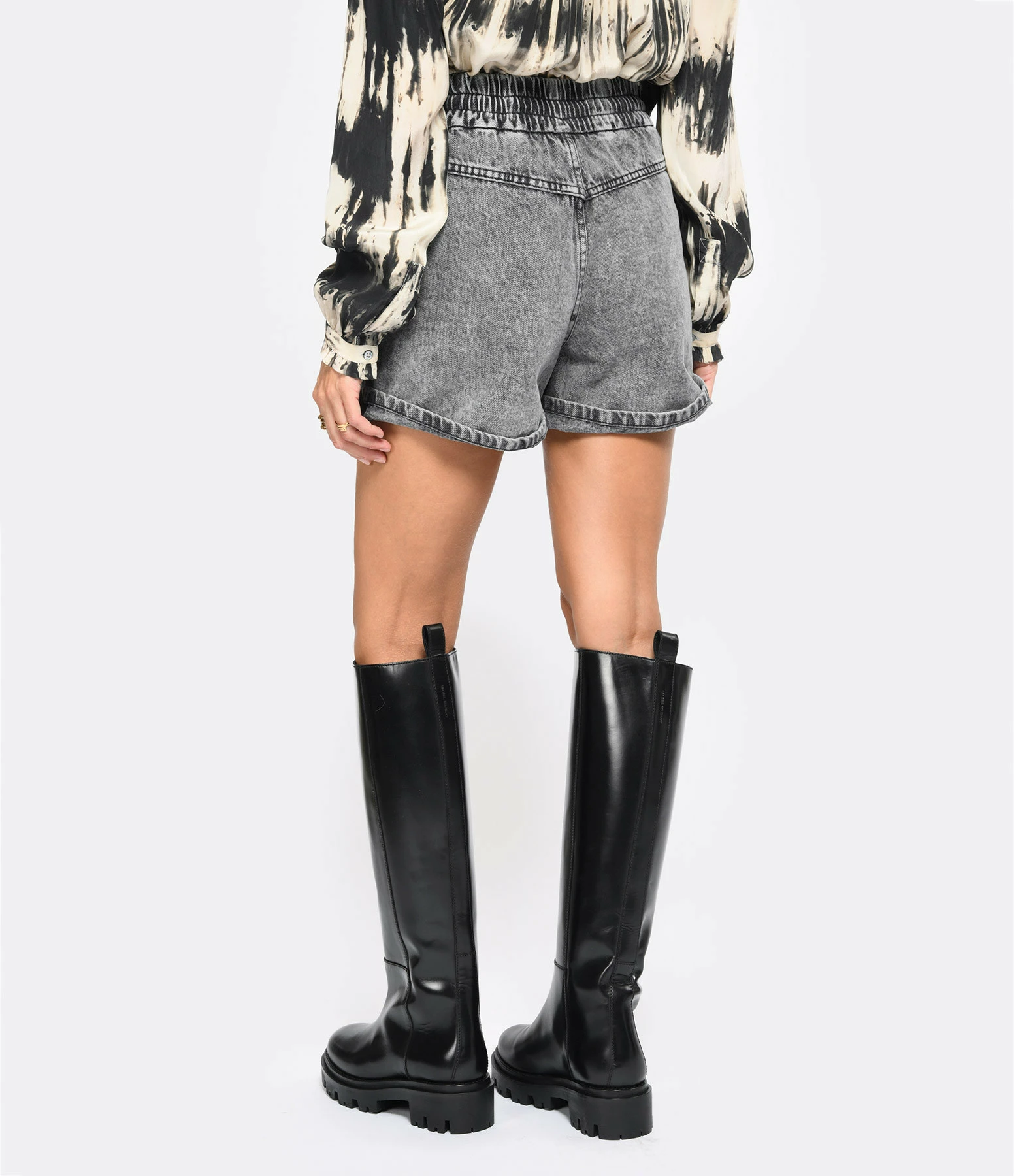 IRO Short Rivana Coton Noir Gris Délavé 5 IRO Short Rivana Coton Noir Gris Délavé - Image 5