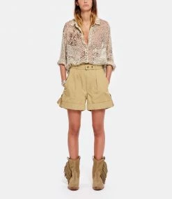 ISABEL MARANT ÉTOILE Short Kaloscoe Coton Kaki Clair -Boutique UGG unnamed file 3864