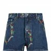GANNI Short Denim Imprimé Bleu