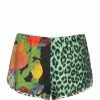 LA PRESTIC OUISTON Short Boxe Soie Imprimé Fruits Noir