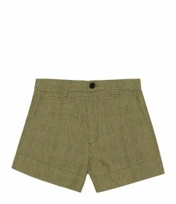 GANNI Short Slub Check Kaki