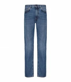 LOULOU STUDIO Jean Wular Droit Coton Bleu Délavé