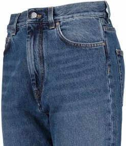 Alternative view of LOULOU STUDIO Jean Wular Droit Coton Bleu Délavé